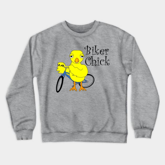 Biker Chick Text Crewneck Sweatshirt by Barthol Graphics